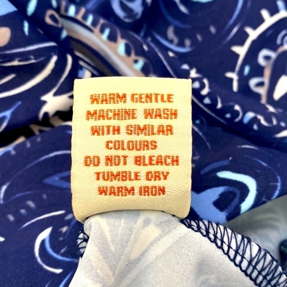 NWOT Women’s Aretha Nylon & Spandex Blue Paisley Ruffle Sleeve Dress Size Small - Picture 7 of 8